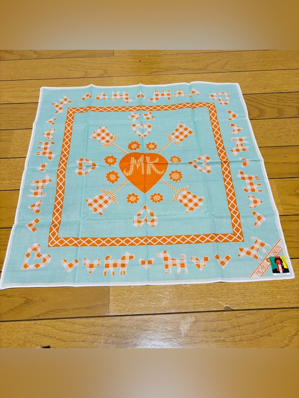 Michiko London Multicolor 100% Cotton Handkerchief/Bandana/Scarf size 45cm 18”